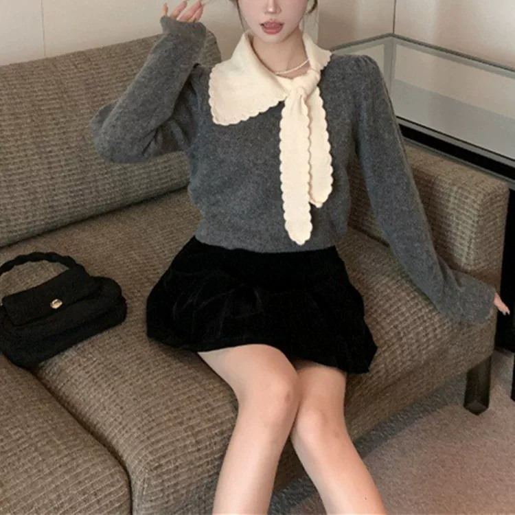 Свитер, дизайн пояс, длинный рукав, французский стиль, стиль Chanel, oversize, свободный силуэт