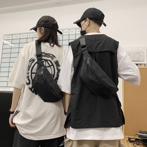 Japanese-style trendy chest bag for men, versatile crossbody bag for women, Instagram-inspired streetwear casual waist pack, and sporty single-shoulder bag