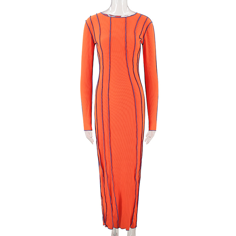Vestido de cuello redondo acanalado con dobladillo invertido, éxito de ventas en Europa y América para otoño e invierno, ropa de mujer para comercio exterior en Amazon, venta al por mayor, dropshipping. image 11