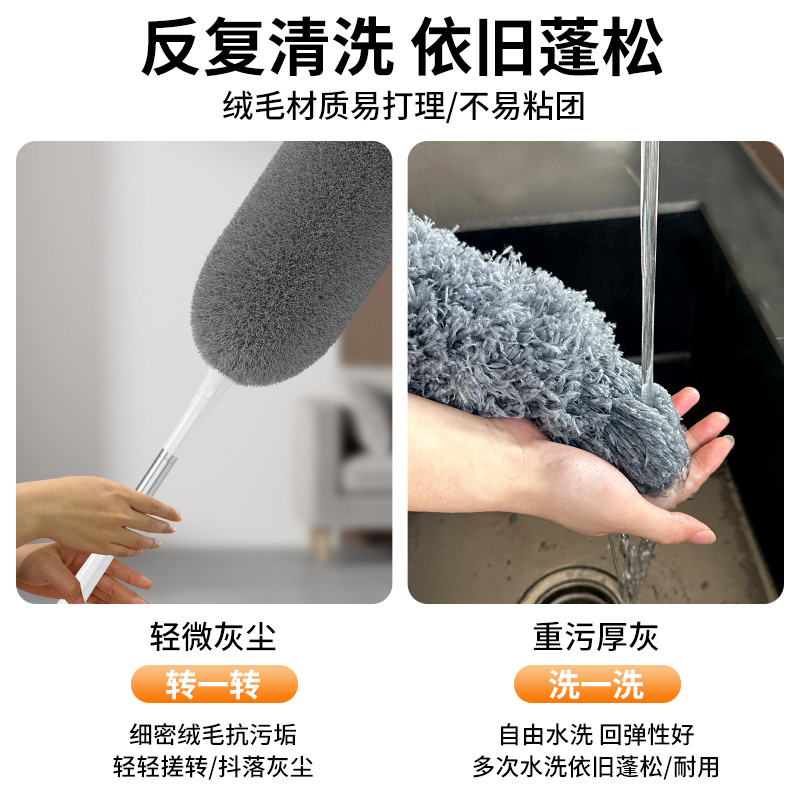 羽毛ダスター、静電除塵、家庭用伸縮ポール、ほこり掃除、天井の高い隙間掃除用品|undefined