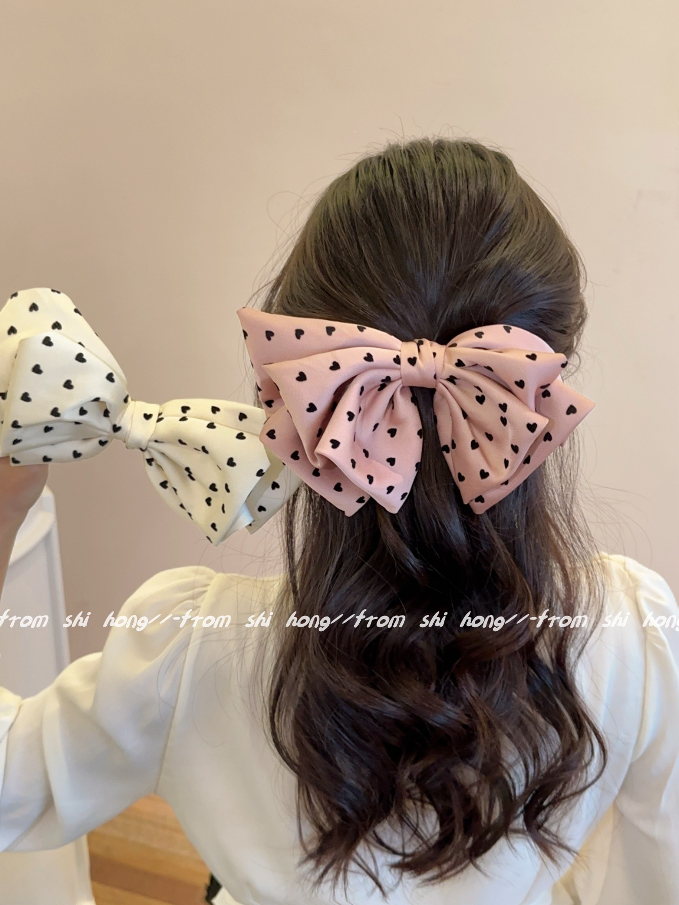 38g Weight Hair Clip Hair Accessories Type 1 Piece Quantity Daily Occasion Cloth Material Heart Shape, Bow Knot Pattern All Seasons Season Women's Gender IG Style, Sweet Style IG Style Sweet Women's Heart Shape Bow Knot Cloth Hair Clip 1
