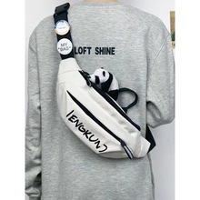 ins潮牌胸包男士日系休闲斜挎小包简约工装单肩包女运动手机腰包