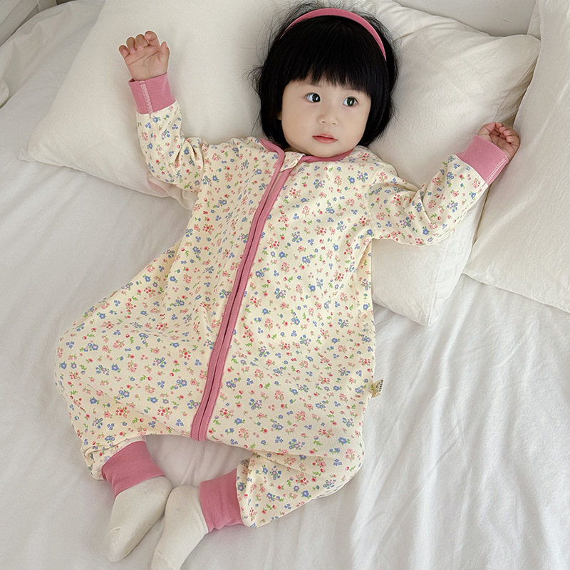 Jumpsuit Baby Sleeping Bag Autumn and Winter Boneless Anti-Kick Quilt Pure Cotton Split-Legged Boy Kidsren Baby Girl Warm Spring & Fall