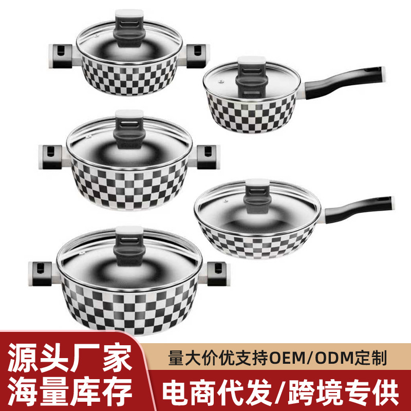 Marmol transfronterizo diez piezas de aluminio cubierta de aluminio cocina de leche cocina de arroz cocina de arroz de arroz en el viento caja de regalo de alto valor facial