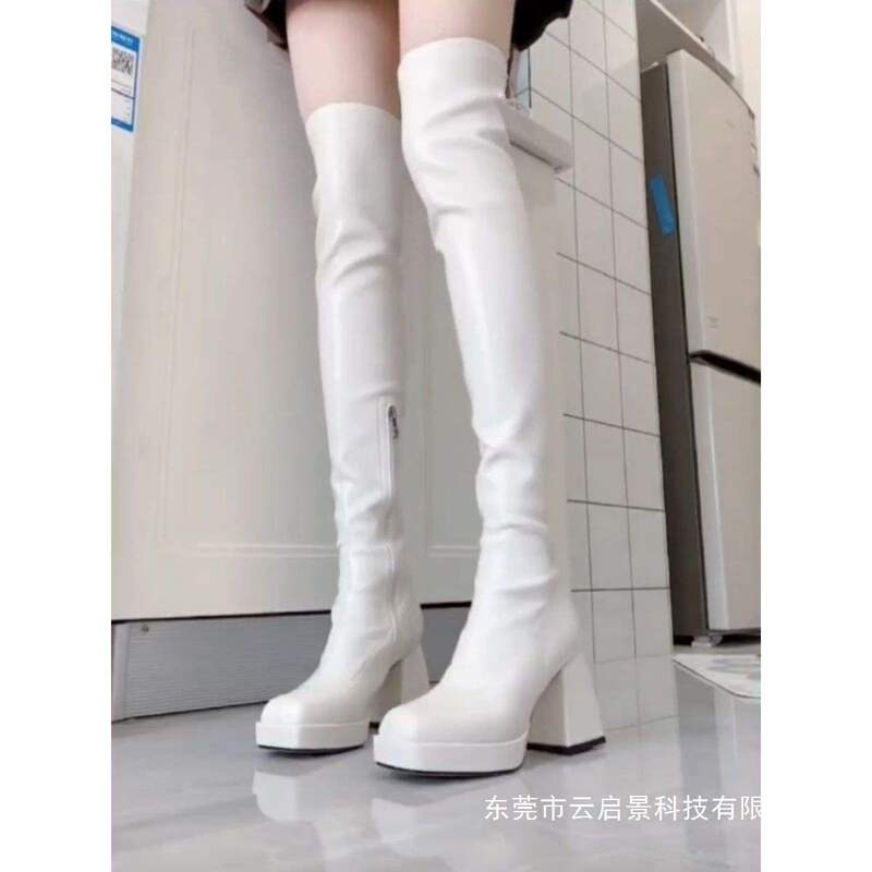 Over-The-Knee Boots for Women 2026 Spring New Style Petite Slimming High-Heeled Waterproof Platform Square-Toe Side Zipper Comfortable High Boots Over-The-Knee Boots for Women 2026 Spring New Style Petite Slimming High-Heeled Waterproof Platform Square-Toe Side Zipper Comfortable High Boots