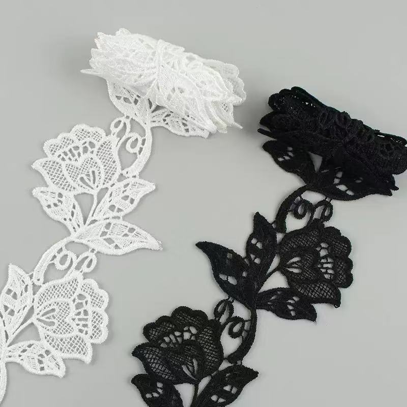 8.5cm玫瑰花水溶刺绣花边蕾丝花边diy洛丽塔婚纱家纺窗帘服装辅料