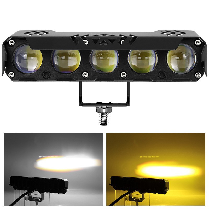 Motorcycle spotlight led faro bicolor dos ojos cuatro ojos cinco seis ojos luz alta y baja luz delantero eléctrico impermeable