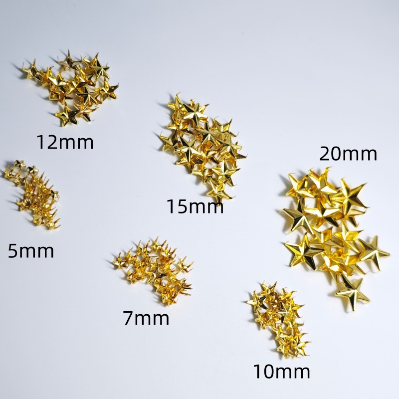 Cross-Border DIY Rivets Made of Iron Material Electroplated Silver Five-Claw Nails Five-Pointed Star Multi-Size Clothing Shoes and Bags