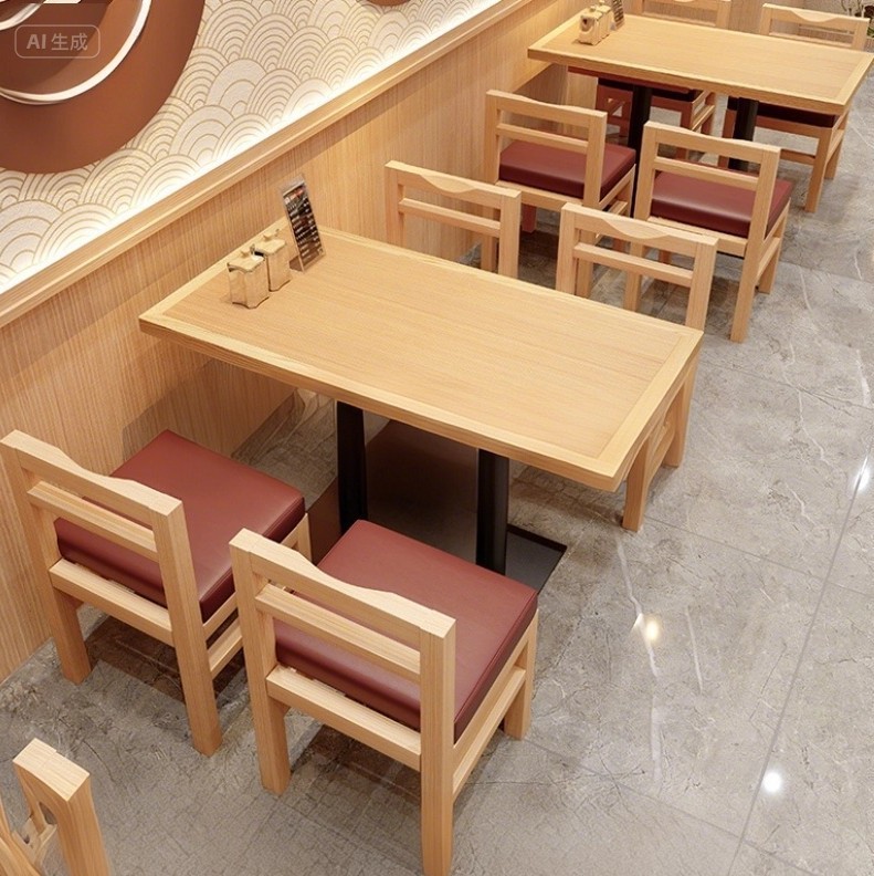 火锅店靠墙咖啡厅桌椅组合奶茶甜品店实木卡座沙发网红茶餐厅商用|undefined
