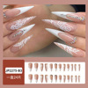 Extra-long long white nail stickers contains rose, ultra thin removable fake nails, European style, french style