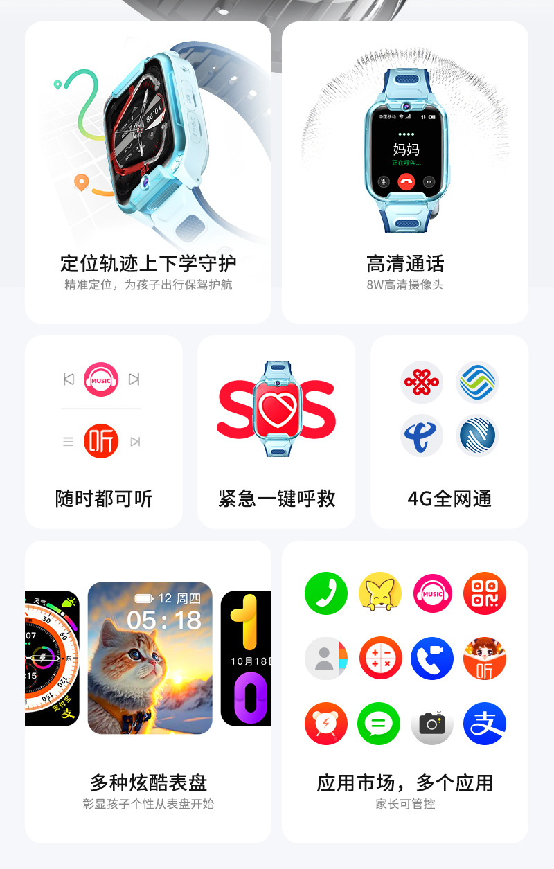 Wholesale of all-network children's smartwatches with card-inserting, multi-functional positioning, waterproof photography, student phone bracelets undefined