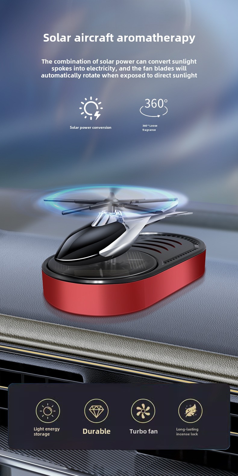 Auto Parfüm Auto Aromatherapie Auto Deodorant Langanhaltender Duft Licht Duft Solar Helikopter Dekoration_voghion.com
