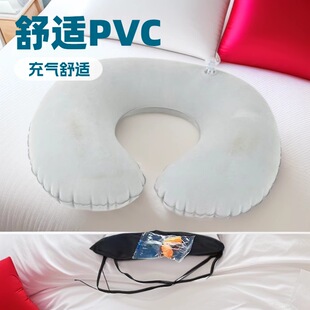 Spot Travel Inflatable Pillow Car Airplane Neck Pillow U-Shaped Inflatable Pillow Pvc Flocking Travel Pillow Wholesale