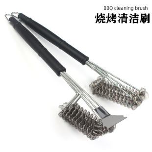 BBQ cross-border stainless steel barbecue brush barbecue grill grill net grill steel wire brush outdoor cleaning brush cleaning tool
