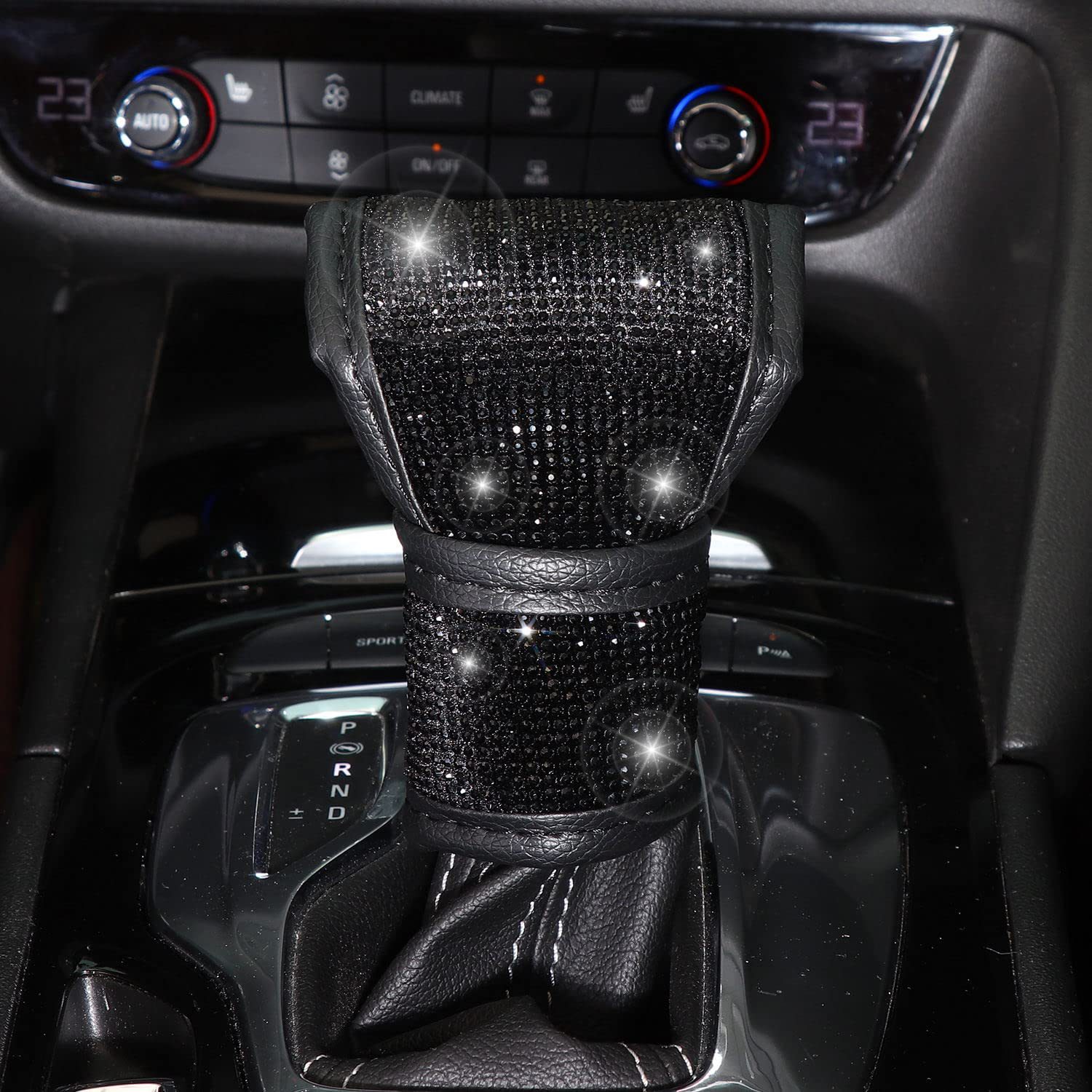 8-Piece Car Diamond-Encrusted Decorative Set: Steering Wheel Cover, Ignition Ring, Seat Belt Shoulder Pads, Cup Mat, Gear Shift Cover