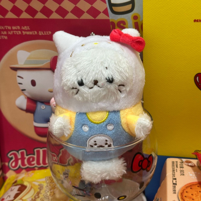 黑色草帽kitty帽宝宝挂件爱心扣公仔玩偶可爱赫本风挂饰钥匙扣|undefined