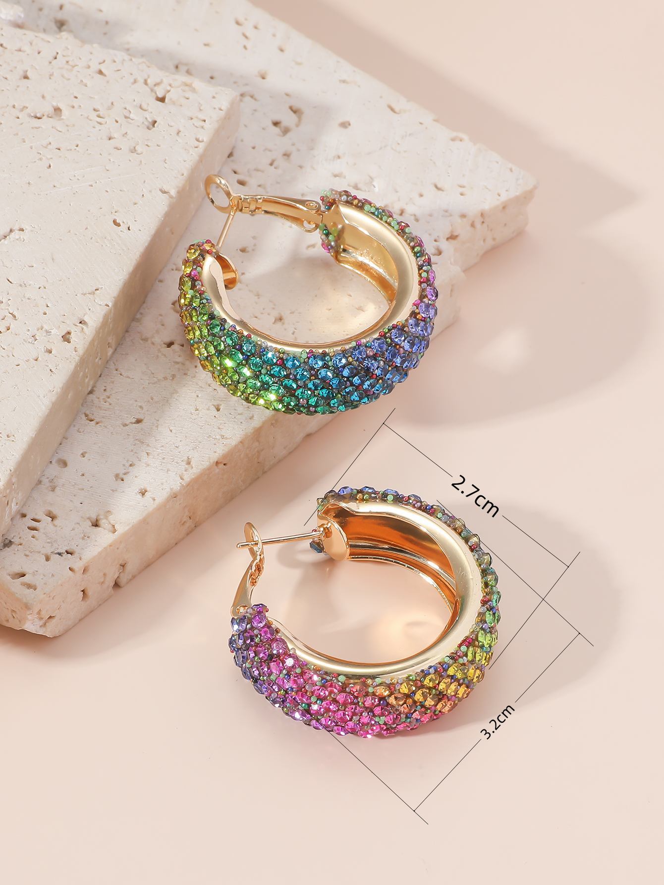 1 Paire Luxueux Géométrique Placage Incruster Alliage Strass Des Boucles D'oreilles display picture 6