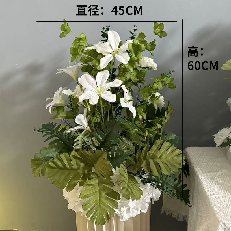 升级大尺寸订婚仿真花排花仿真绢花成品装饰尤加利花排台路婚礼|undefined