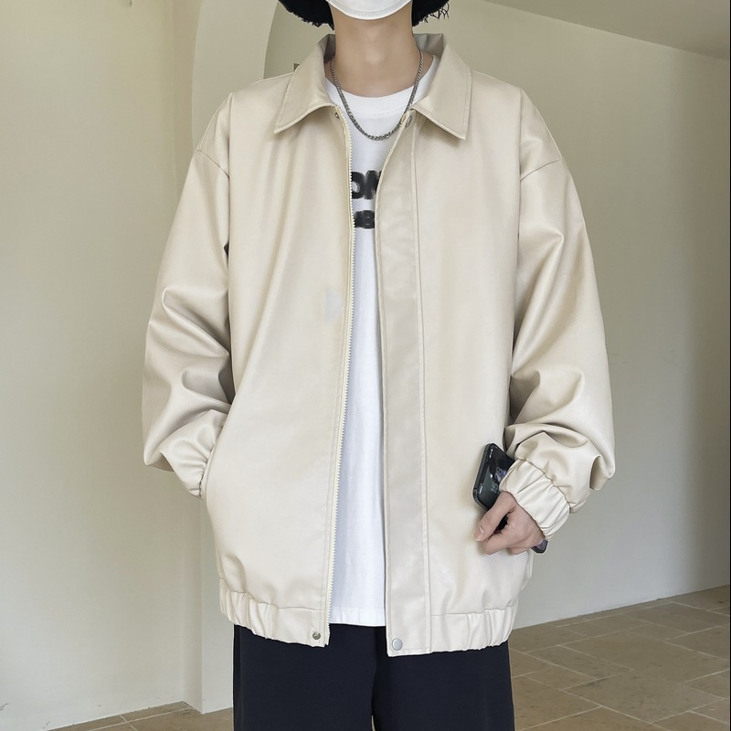 (Wholesale), polyurethane long-sleeve, base jacket, Amazon, retro Hong Kong 80s–90s style, loose fit 3