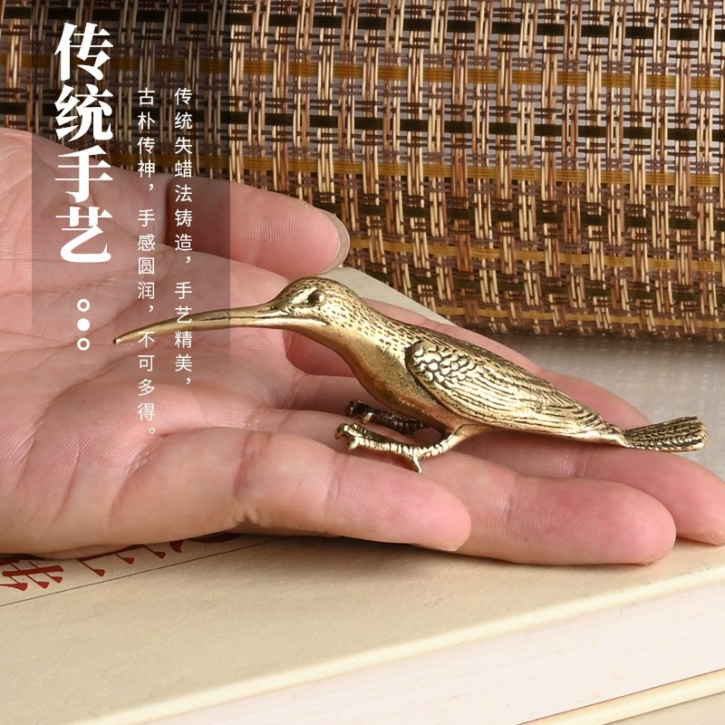 Антикварная латунная газетная птица украшение ретро твердая птица креативная чайная игла гостиная чайный поднос декоративные медные поделки