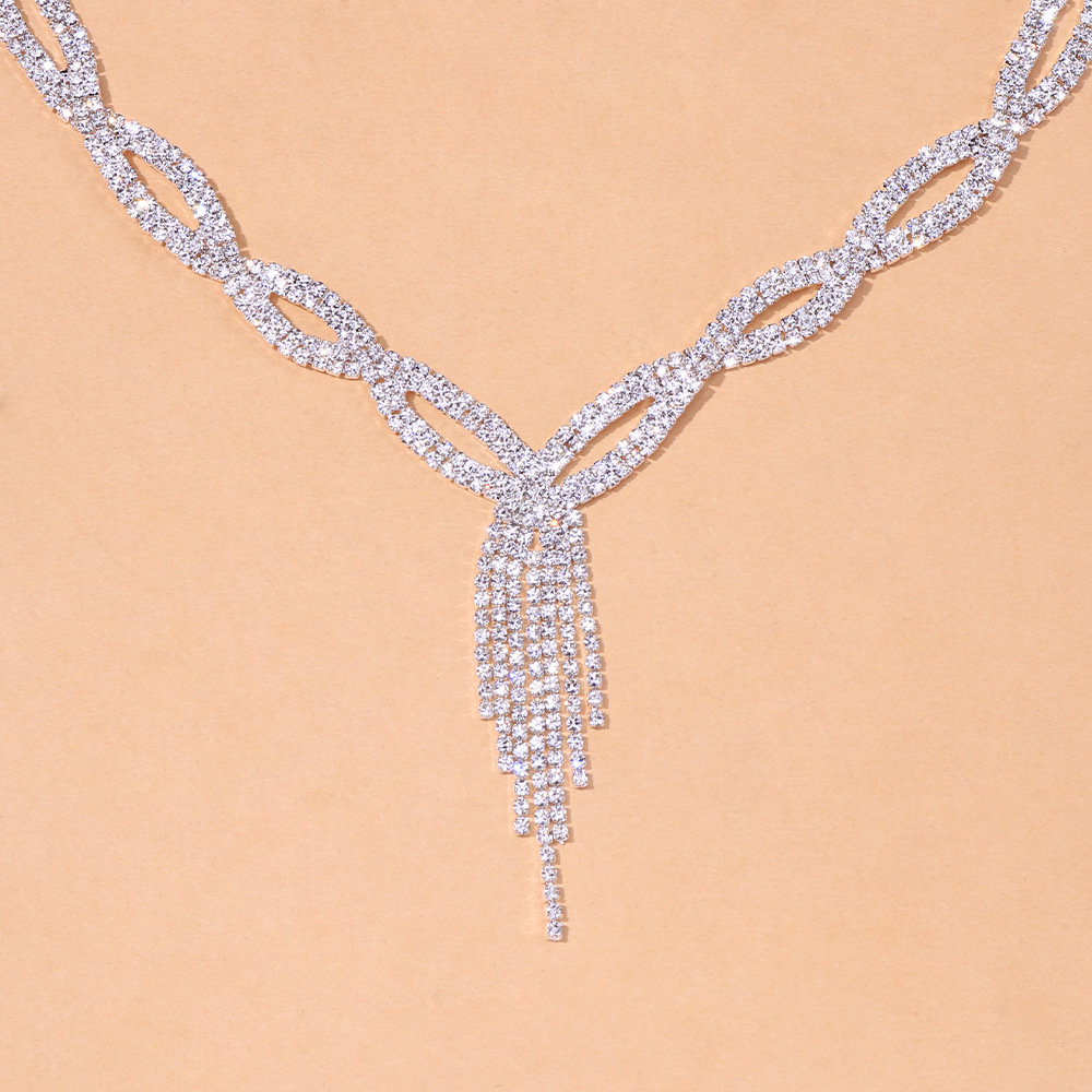 Europa y América Venta caliente simple joyería de dos piezas accesorios vestido versátil nupcial rhinestone cadena conjunto de joyas