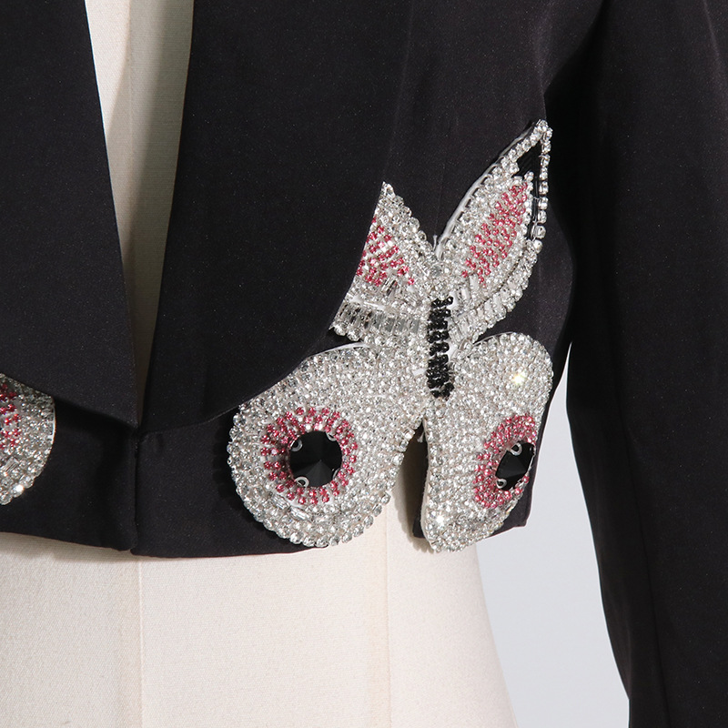 Autumn Special Interest Light Luxury Heavy Industry Butterfly Decorative Blazer High Waist Skirt Two Piece Suit