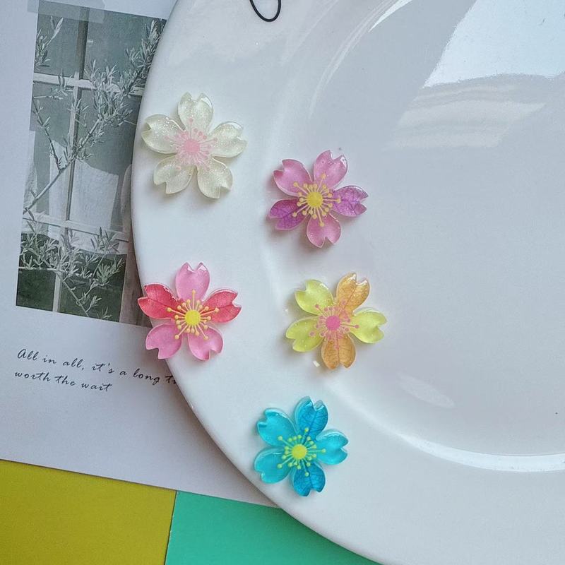 彩色冰透渐变樱花 奶油胶配饰发夹洞洞鞋扣材料树脂配件diy饰品批|undefined
