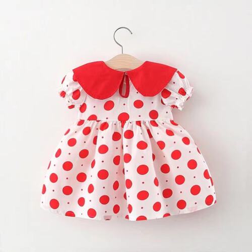 1238 Children's Apparel Wholesale Summer New Full Body Polka Dot Dress Girl Child Short Sleeve Skirt Princess Dress Dropshipping