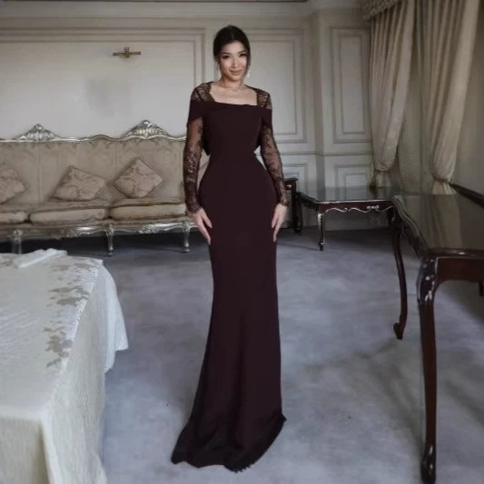 Spring 2026 European and American Amazon Cross-Border Foreign Trade New Style Elegant Solid Color Evening Dress Long-Sleeve Slim-Fit Dress Spring 2026 European and American Amazon Cross-Border Foreign Trade New Style Elegant Solid Color Evening Dress Long-Sleeve Slim-Fit Dress