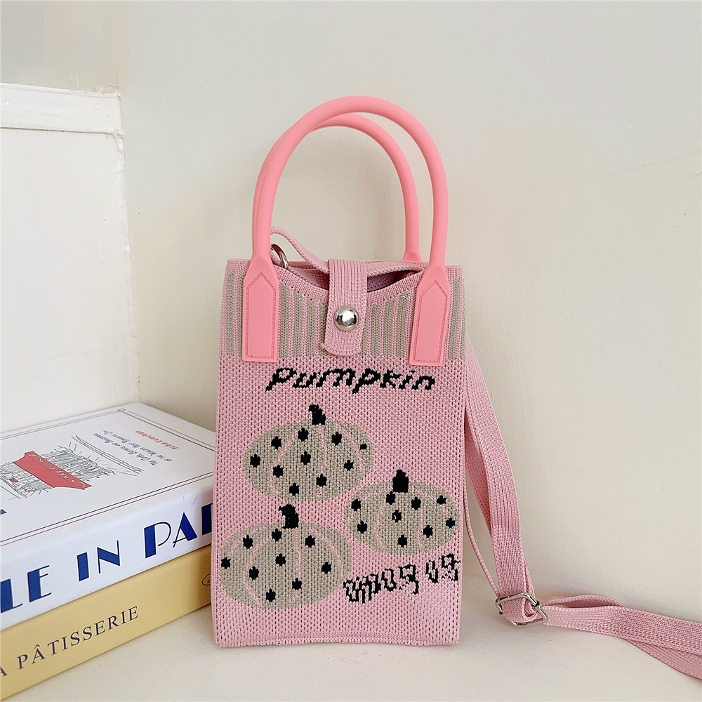 108g Weight Polyester Lining Material Buckle Closure Type Top Handle Strap Type Handbag Bags Type Casual, Daily Occasion Knit Material Cat Pattern All Seasons Season Women's Gender Vintage Style, Classic Style Style Bucket Shape Small Size Women's Small Knit Cat Vintage Style Classic Style Bucket Buckle Handbag 22