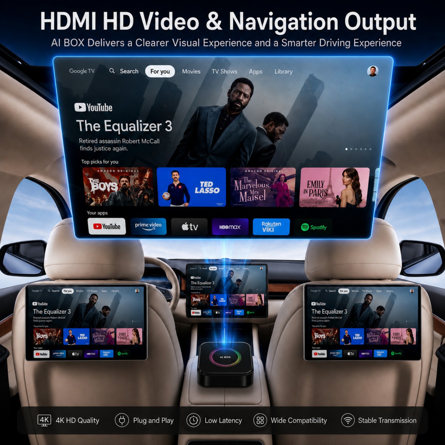 Cross-Border Best-Selling 4-in-1 Car Android Box Wired to Wireless Carplay Android Auto Screen Mirroring Box