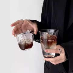 Ins風広口氷アメリカ風ラテコーヒーカップシンプルカップカクテルカップ透明グラス冷たい飲み物カップ