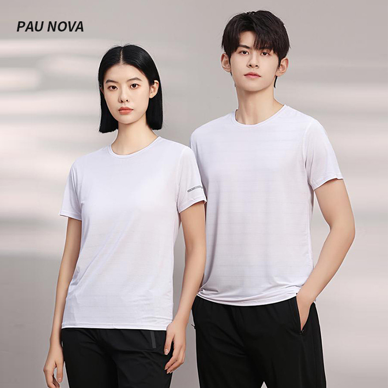 Summer New High-end Technology Ice Sense Quick-drying Round Neck T-shirt Custom logo Group Activity Running Clothes Printing logo