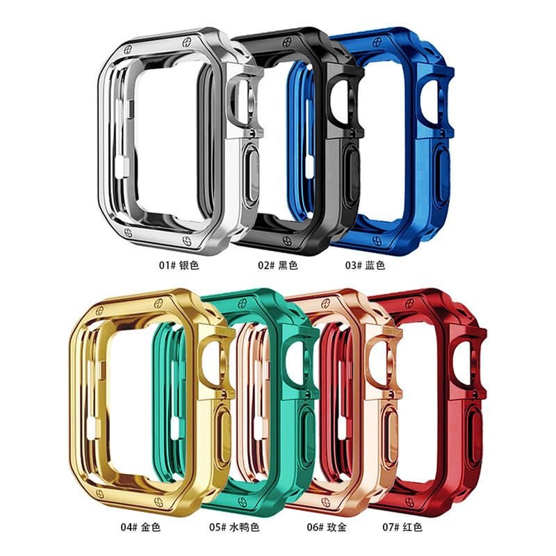 适用于苹果34567代手表保护壳 Apple Watch se TPU机械电镀保护套