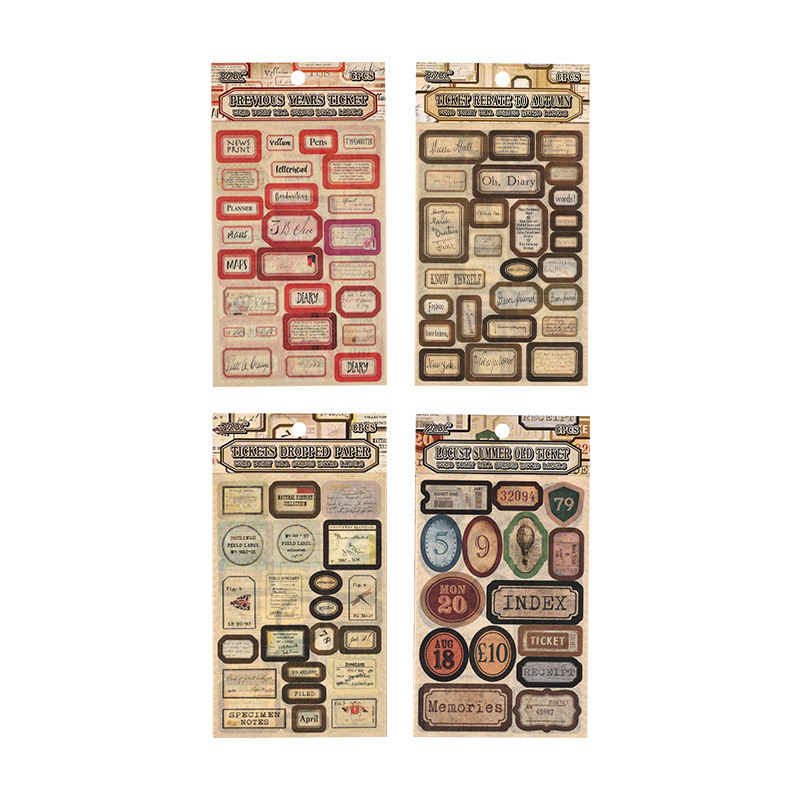 Etiquetas retro y pegatinas de papel diarios pegatinas transfronterizas sellos retro pegatinas cortadas de película