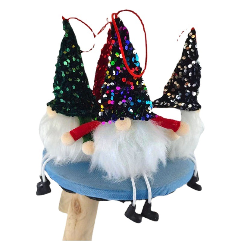 Decoraciones navideñas campana pierna colgante con luces Rudolf muñeca bosque hombre lentejuelas luminosas sin rostro