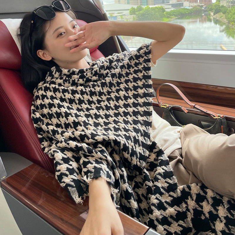 2021 estilo coreano moda Otoño e invierno nuevo tridimensional bufanda de pata de gallo Pequeño Libro Rojo todo partido Cachemira chal bufanda