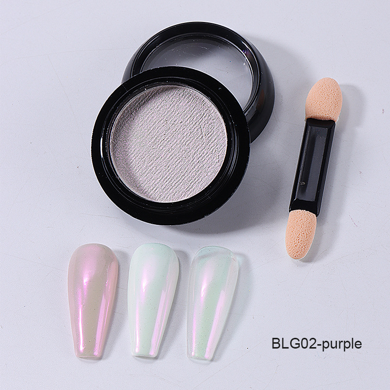 Clavo sólido Aurora polvo pequeño dulce patata embotellada hielo transparente espejo mágico brillo clavo polvo de hadas caliente con uñas de cepillo