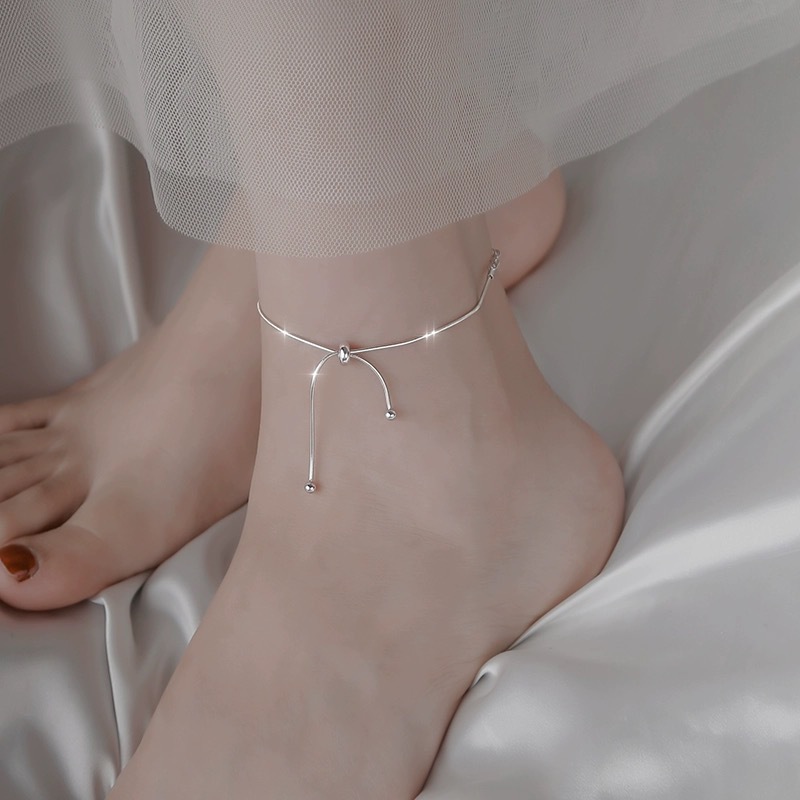 高级感抽拉式流苏情侣脚链钛钢不掉色ins小众设计百搭气质脚踝链