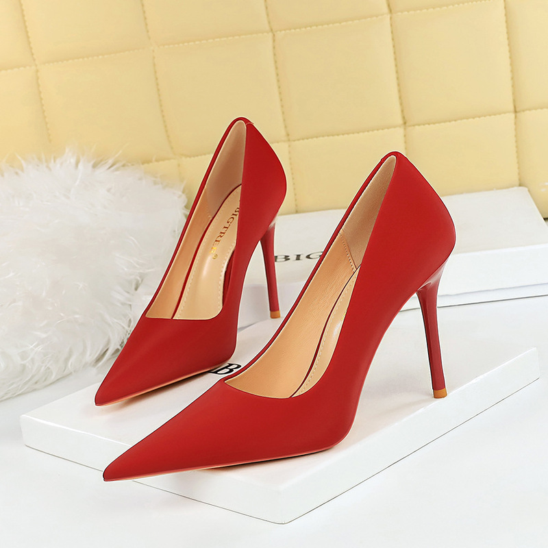 3265-1 Korean Style Fashionable Simple Pedicure Slimming Look Super High Heel Stiletto Shallow Mouth Pointed Toe High Heels Women's Shoes Flats