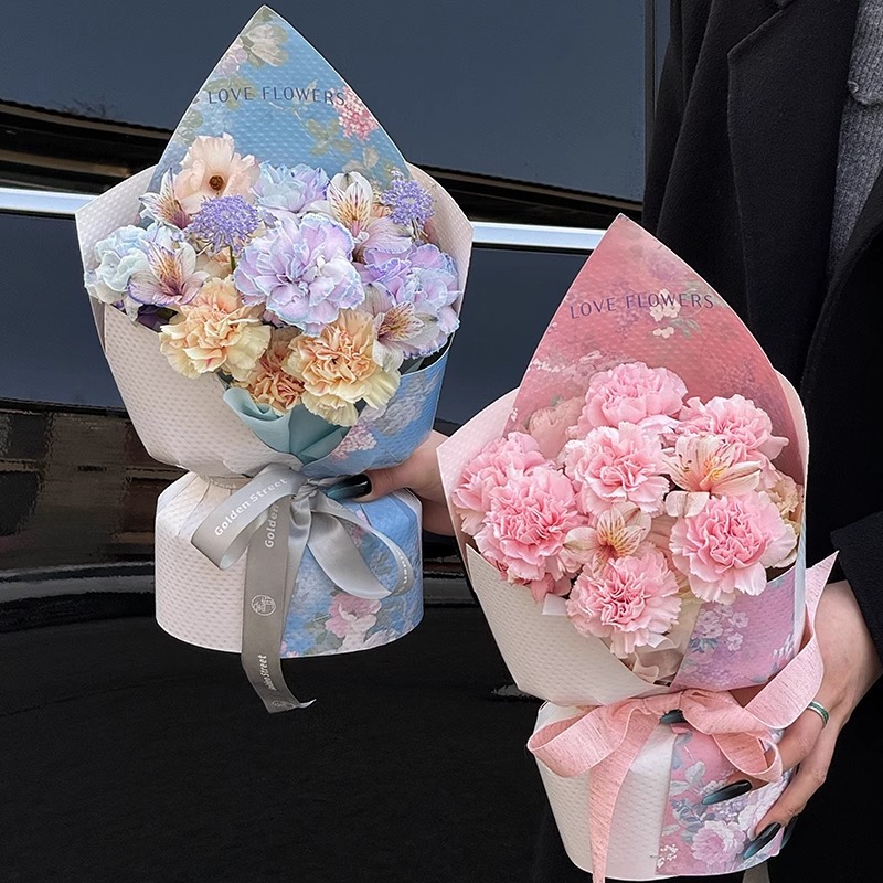 防水母亲节一体成型定型片520情人节花束花艺包装纸鲜花包花材料