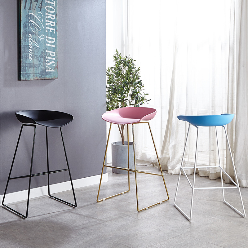 Nordic Bar Stool Wrought Iron Bar Chair Gold High Stool Dining Chair Cafe Bar Chair Metal Frame Light Luxury