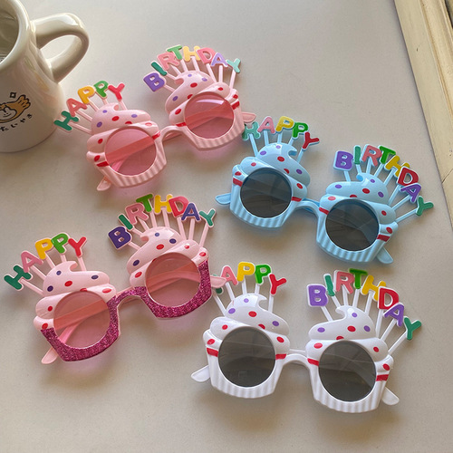 Xiaohongshu Style Ins 3D Happy Birthday Glasses, Funny Decor Creative Photo Prop Glasses