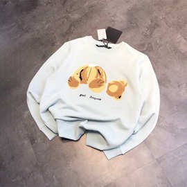 25年春季植绒小熊毛圈棉圆领针织卫衣男女同款百搭宽松上衣刺绣