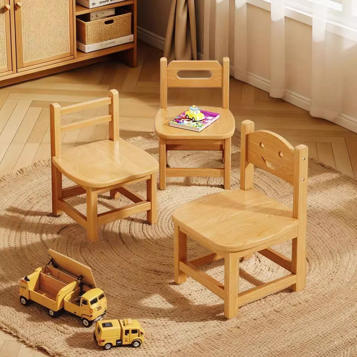 Taburete de madera maciza silla de respaldo doméstica silla de sala de estar silla de comedor silla de cambio de zapatos silla de madera simple taburete bajo