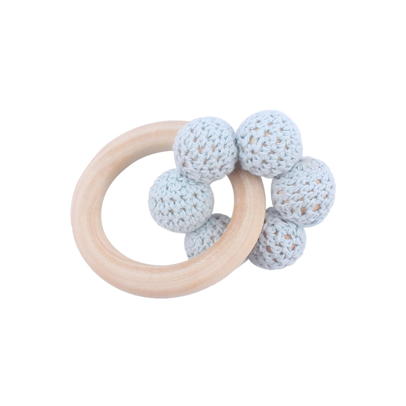 Nuevo bebé suministros Hemu teether pulsera bebé cuentas de lana flor juguete dientes molienda palo AliExpress