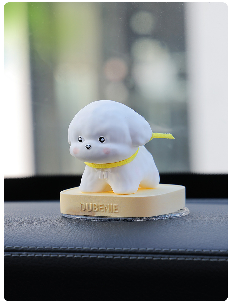 Small Milk Dog Car Aromatherapy Center Console Ornaments Diffuser Stone Cute and Lively Bichon Car Small Fresh Home Accessories