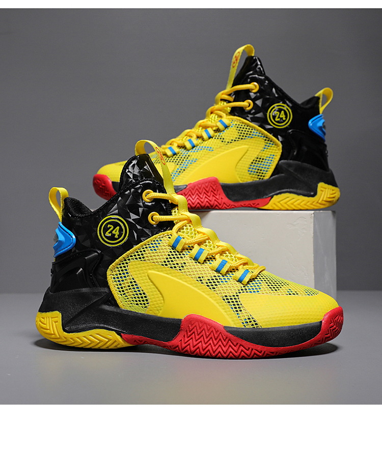 Chlapčenské športové 2022 jarná jesenná sezóna Nová sieťovaná priedušná basketbalová stredná a veľká detská šnurovacia bežecká obuv_voghion.com