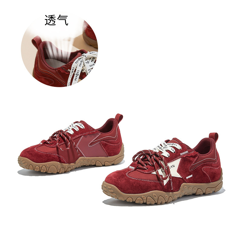 Zapatos de entrenamiento de la universidad nuevos zapatos Agan aumentan la altura de los zapatos deportivos de mujer casual cm de cuero de otoño rojo