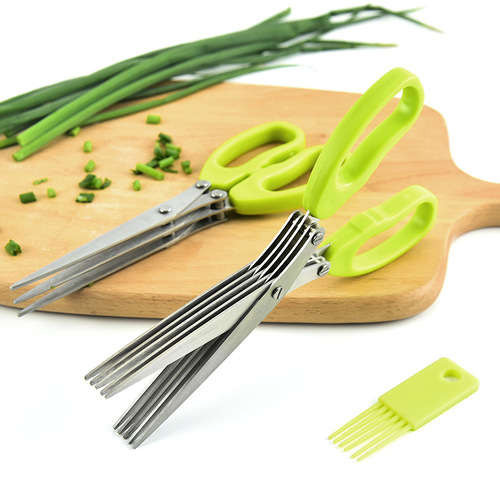 Factory five-layer scissors, stainless steel green onion scissors, multi-layer herb scissors, herb scissors, office paper shredding scissors